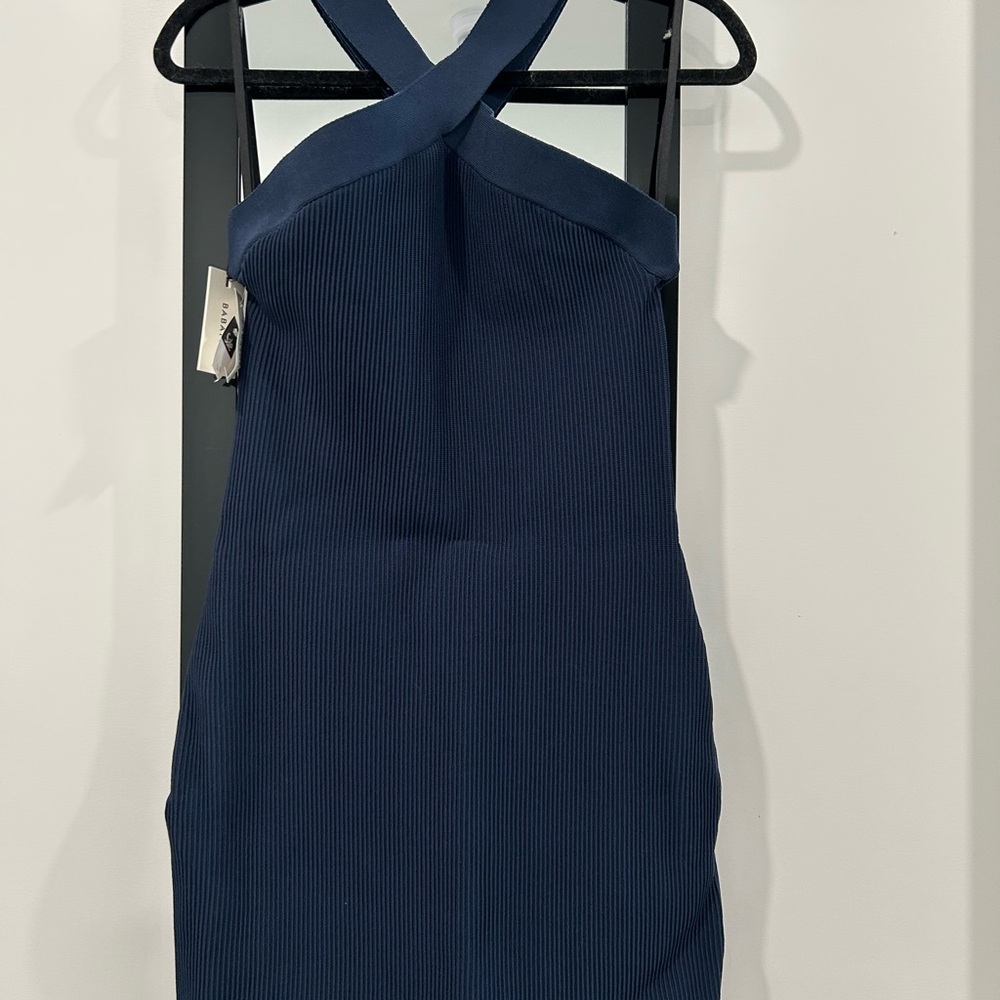 Babaton Strapless Navy Dress